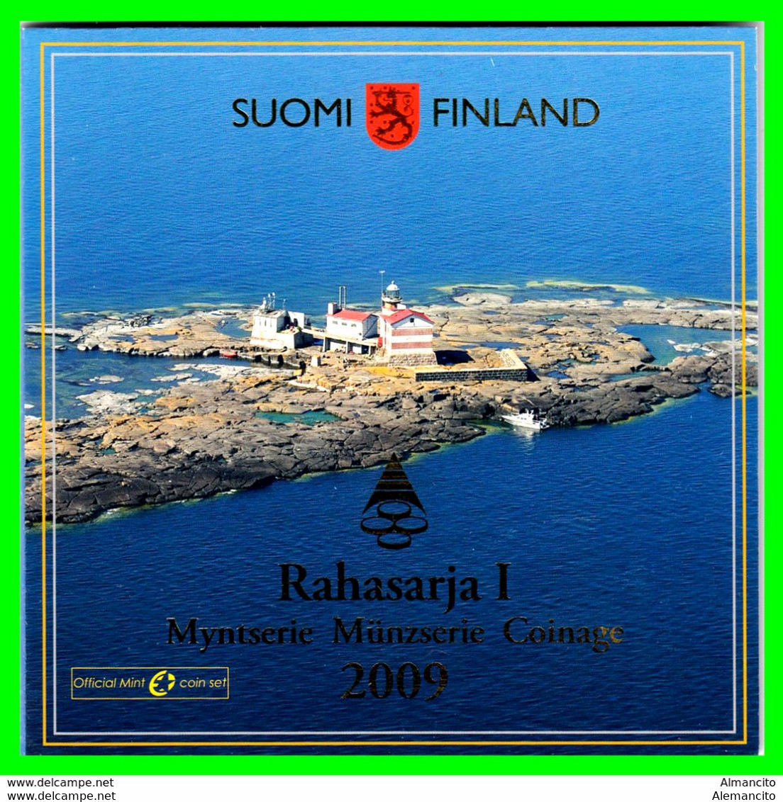 FINLANDIA AÑO 2009-I  EUROSET ( SUOMI FINLAND ). CARTERA QUE CONTIENE LAS 8 MONEDAS + MEDALLA DE CURSO LEGAL AHASARJA I - Finlande