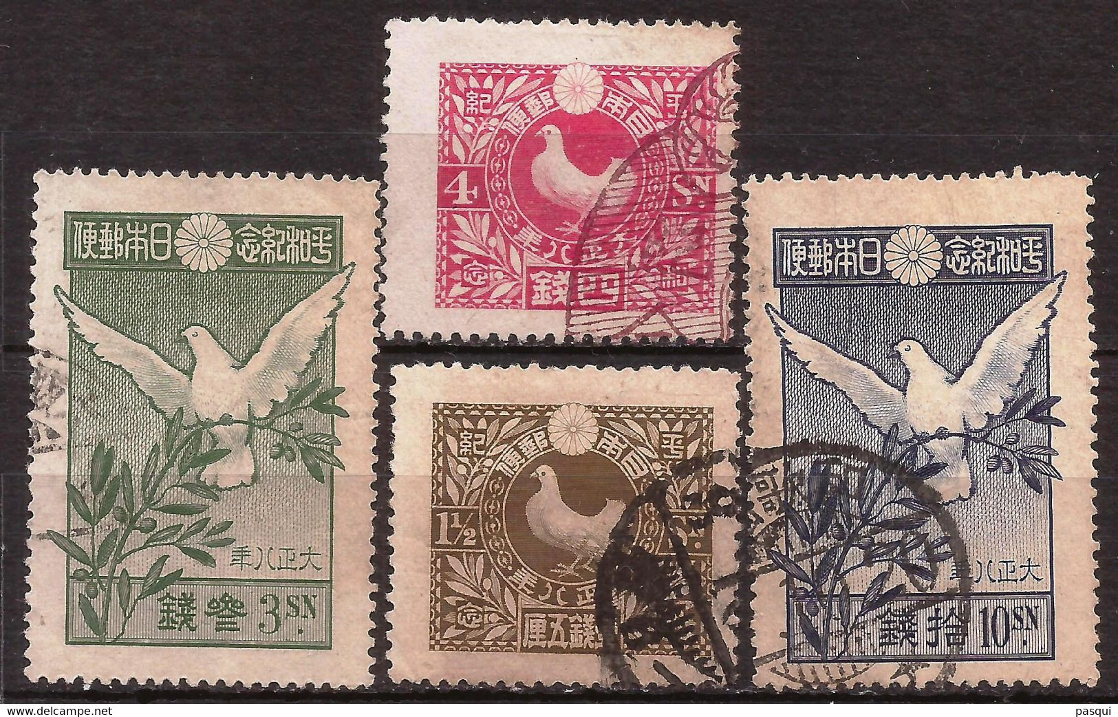 Japón - Fx. 480 - Yv. 152/5 - Por La Paz - Palomas - 1919 - Ø - Oblitérés