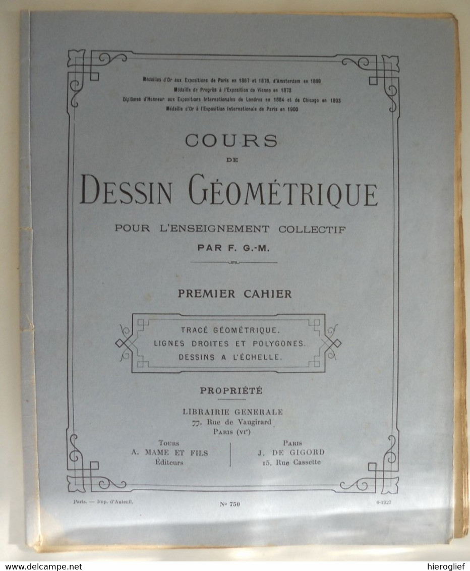 COURS De DESSIN GéOMéTRIQUE Pour L'enseigneent Collectif - Simultané Par F. G.-M.  / 3 Cahiers - 12-18 Años