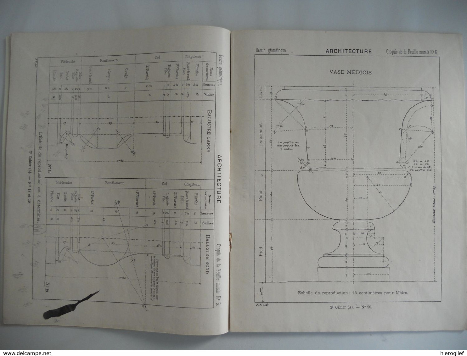 COURS de DESSIN GéOMéTRIQUE pour l'enseigneent collectif - simultané par F. G.-M.  / 3 cahiers