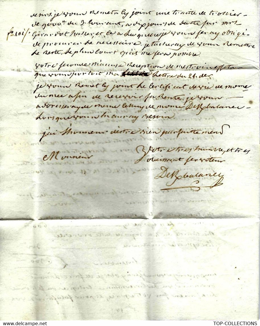 BANQUE FINANCE BRETAGNE  Lorient  Ker Balenec Kerbalenec LETTRE =>Forestier Trésorier  Gardes Suisses Paris V.HISTORIQUE - ... - 1799