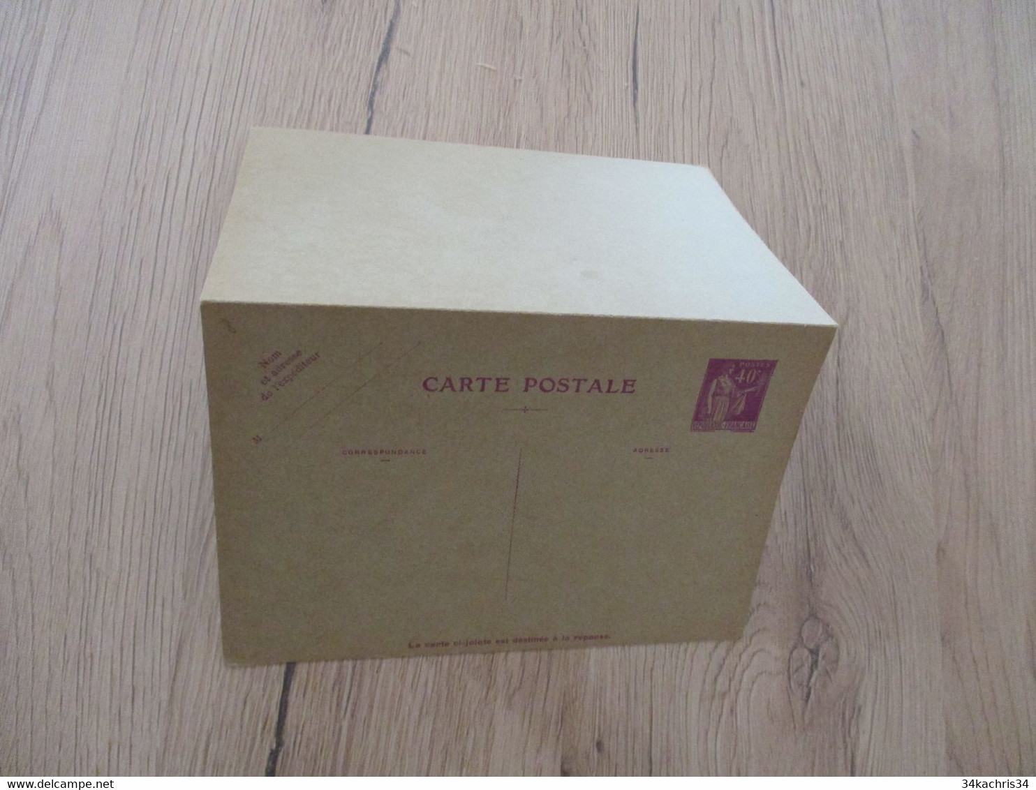 Entier France Vierge Type Paix 40 C + 40 C Violet Carte Postale En Réponse Payée YT 281 CPRP1 Sans  Date - Standard Postcards & Stamped On Demand (before 1995)