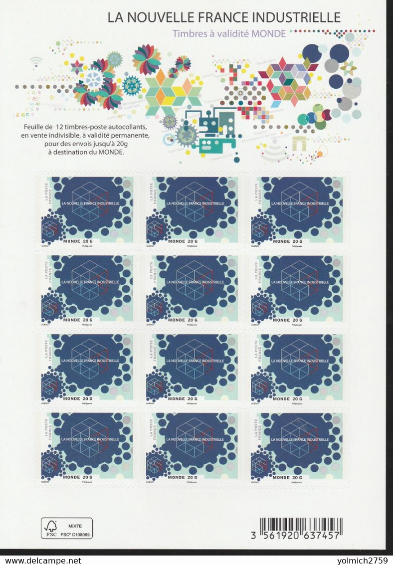 AUTOADHESIF 1069A FEUILLET De 12 TP LA NOUVELLE FRANCE INDUSTRIELLE - Altri & Non Classificati