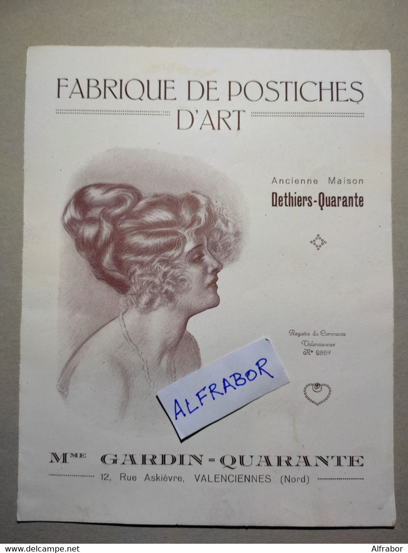 Folder Publicitaire Tryptique Années 15/20 Postiches D'Art Valenciennes Mode Coiffure Années Folles - Accessoires
