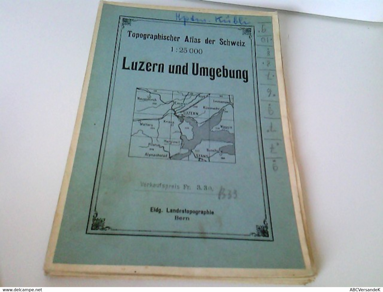 Topographischer Atlas Der Schweiz. Luzern Und Umgebung. Maßstab 1 : 25 000. Gefaltet - Schweiz