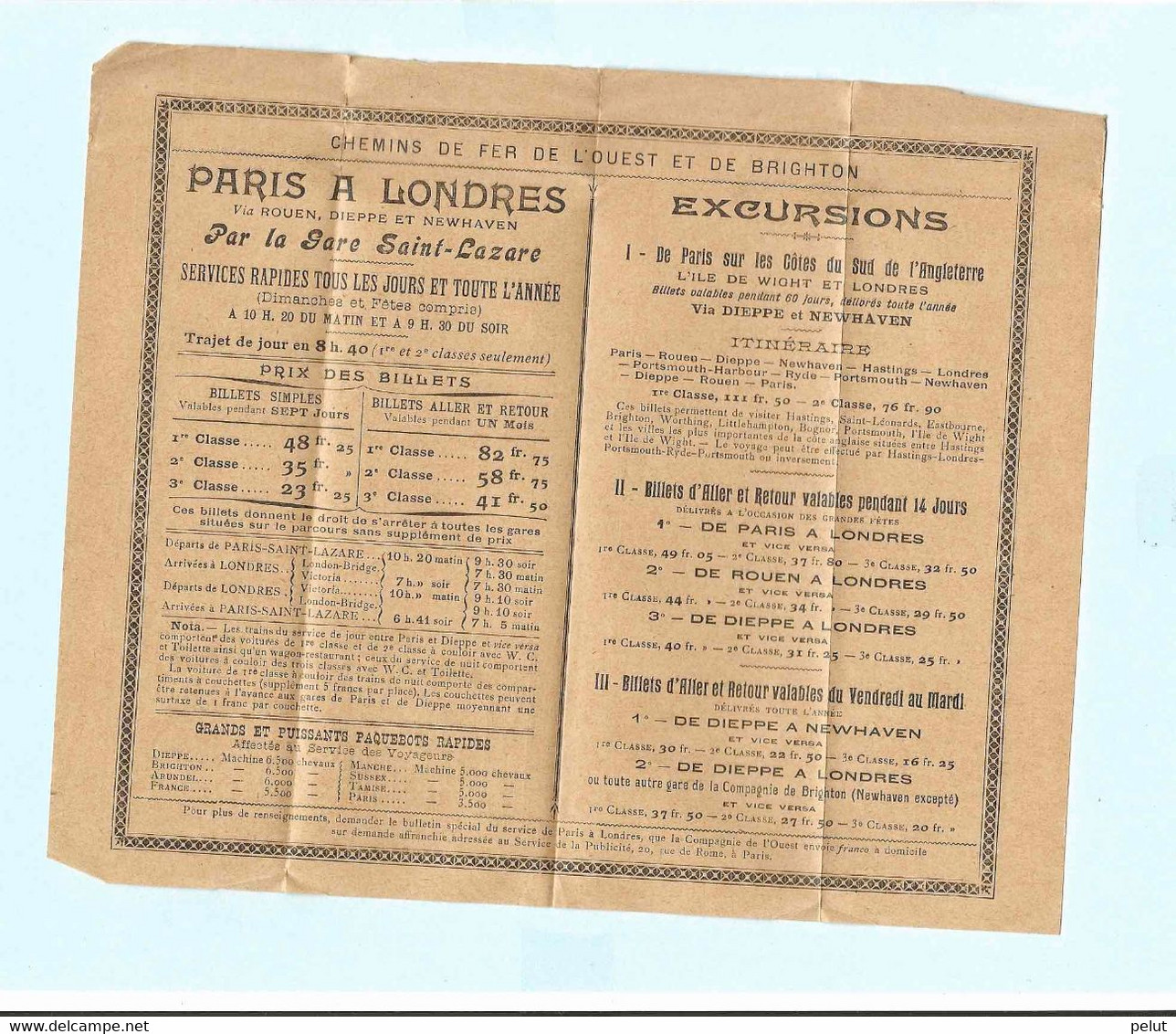 Dépliant Publicitaire Chemins De Fer De L'Ouest Et De Brighton 1905 Bretagne Jersey Angleterre - Europe