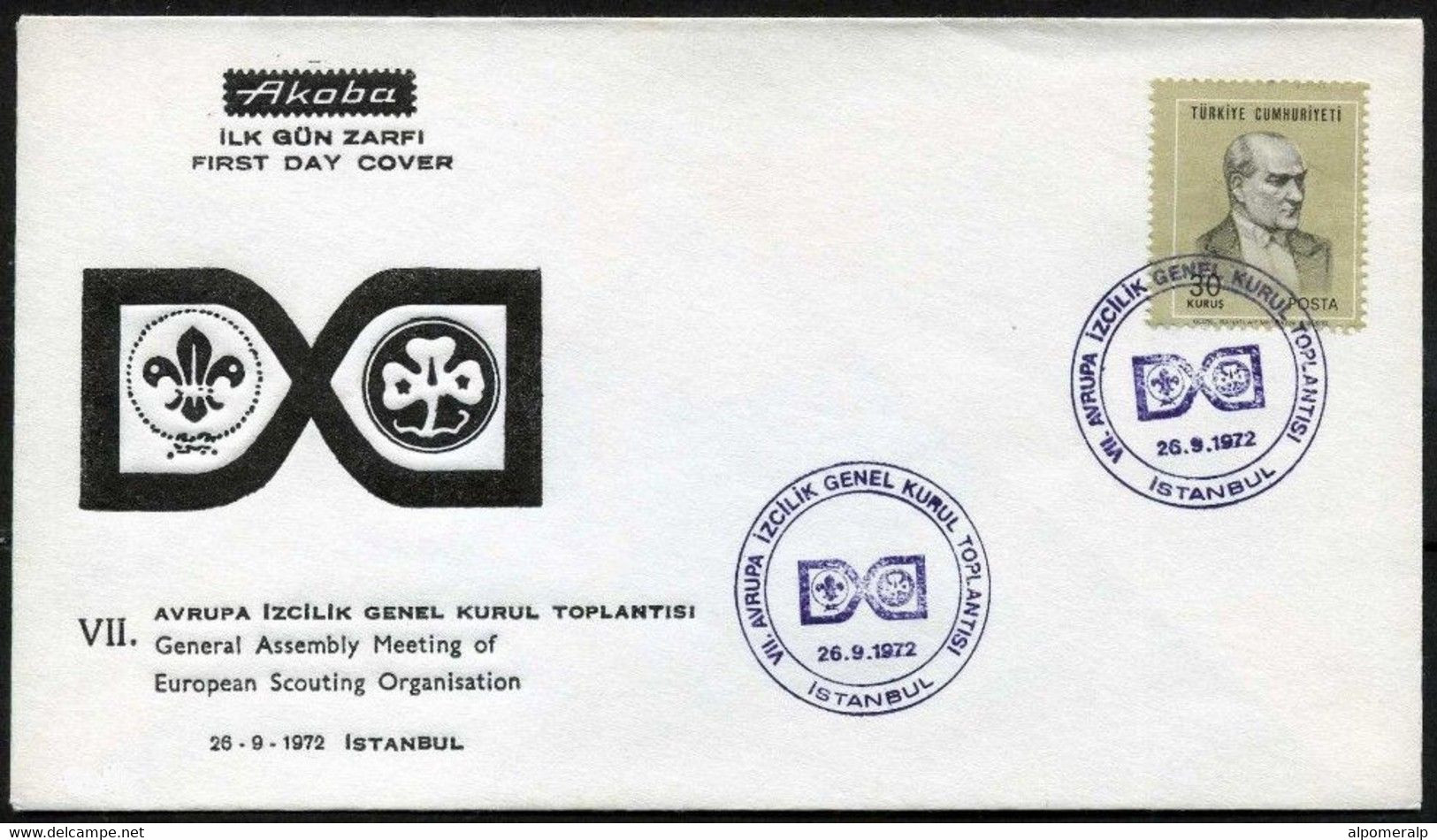 Turkey 1972 Scouting | General Assembly Meeting Of European Scouting Organisation | Special Cover, Sept. 26 - Brieven En Documenten