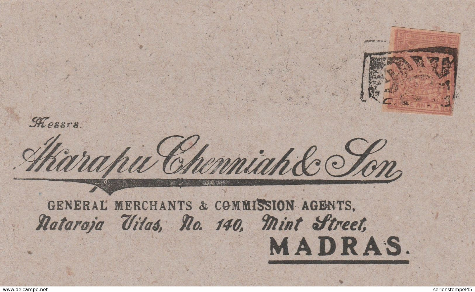 Brief  Indien  1869-1949 Fürstenstaaten  Orchha Mi Nr 5 Nach Madras - Orchha