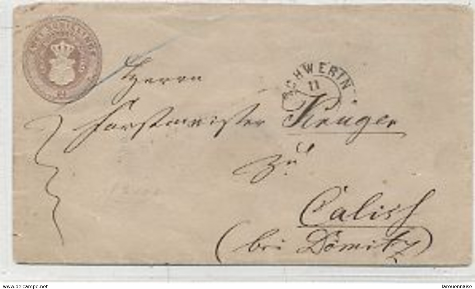 MECKLENBURG SCHWERIN - ENTIER POSTAL -ENVELOPPE (147 X 84)TYPE 1864-66(Michel U10) - 2 SCHILLING - Annulation Plume . - Mecklenburg-Schwerin