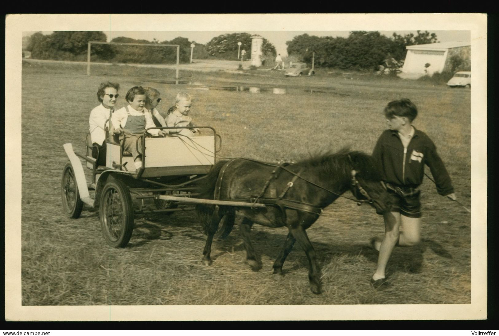 Orig. Foto AK 60er Jahre, Ponyhof Schleithoff Havixbeck über Münster, Cute Boys & Girls In A Horse-drawn Carriage - Coesfeld