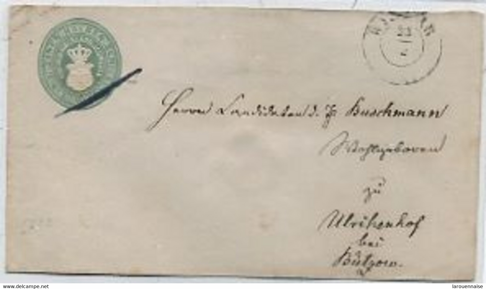 MECKLENBURG SCHWERIN - ENTIER POSTAL -ENVELOPPE (147 X 84)TYPE 1856(Michel U2) - 1 1/2 SCHILLING - - Mecklenburg-Schwerin