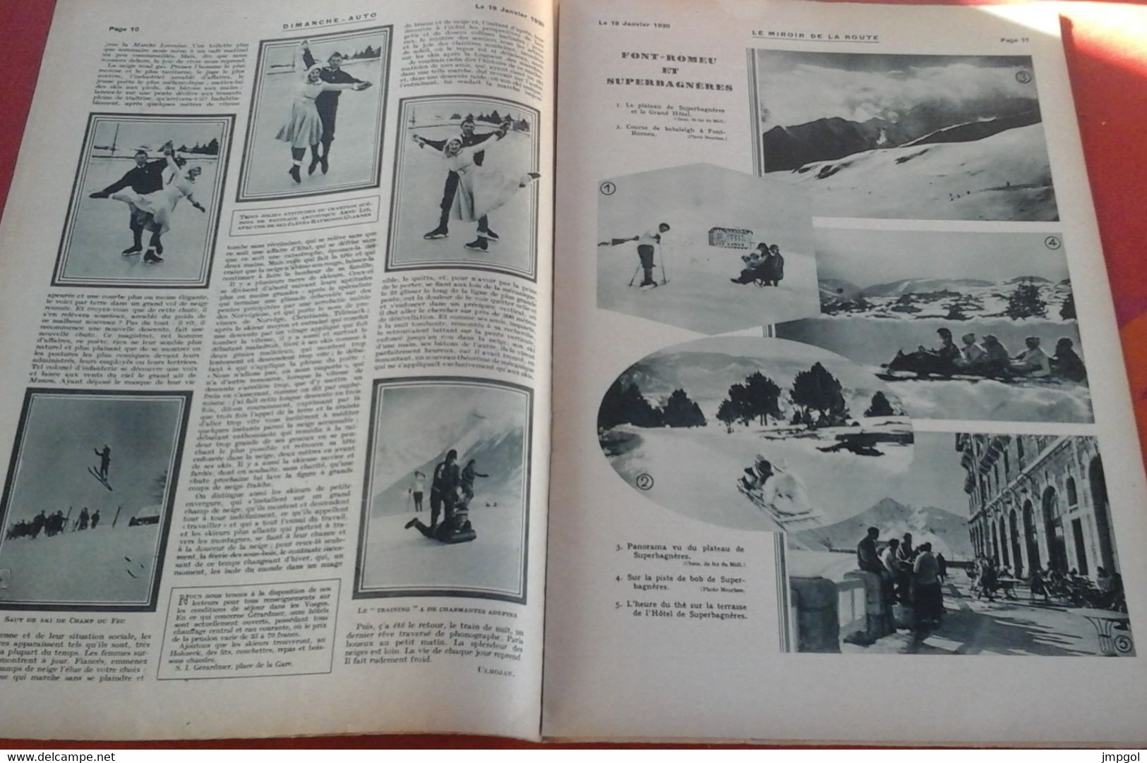 Dimanche Auto N°102 Janvier 1930 Stations Sports D'Hiver Font-Romeu Superbagnères Chamonix Gerardmer Elégance Cannes - 1900 - 1949