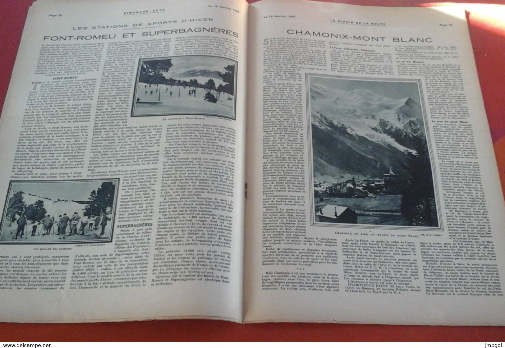 Dimanche Auto N°102 Janvier 1930 Stations Sports D'Hiver Font-Romeu Superbagnères Chamonix Gerardmer Elégance Cannes - 1900 - 1949