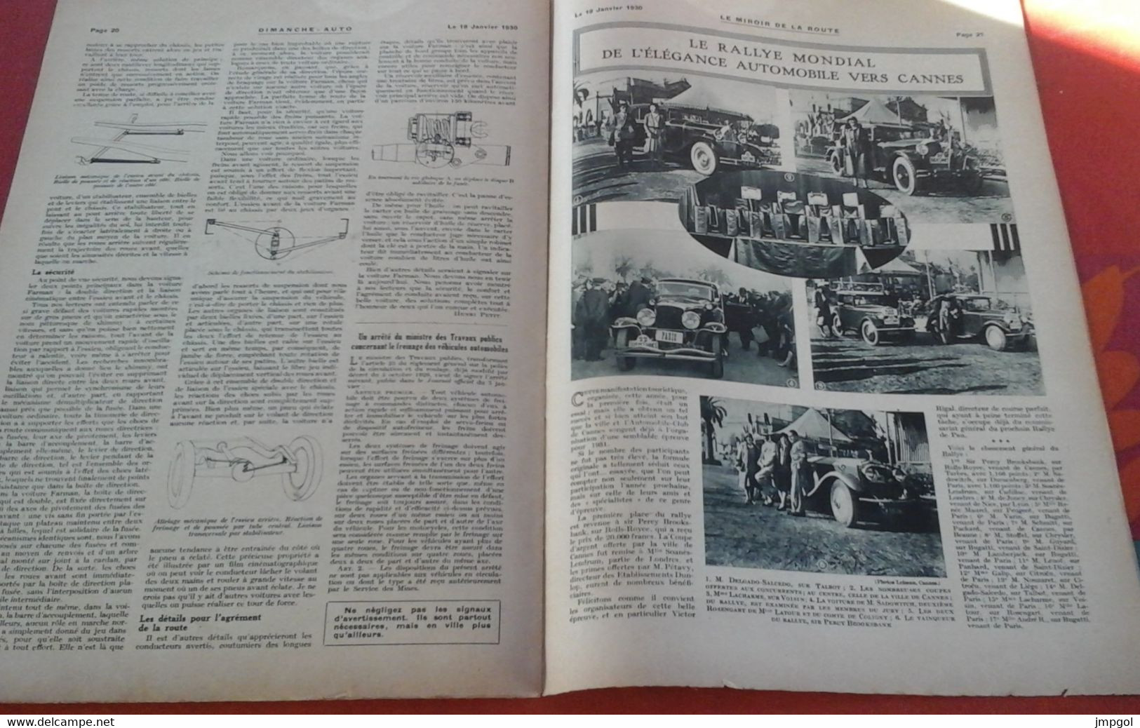 Dimanche Auto n°102 Janvier 1930 Stations Sports d'Hiver Font-Romeu Superbagnères Chamonix Gerardmer Elégance Cannes