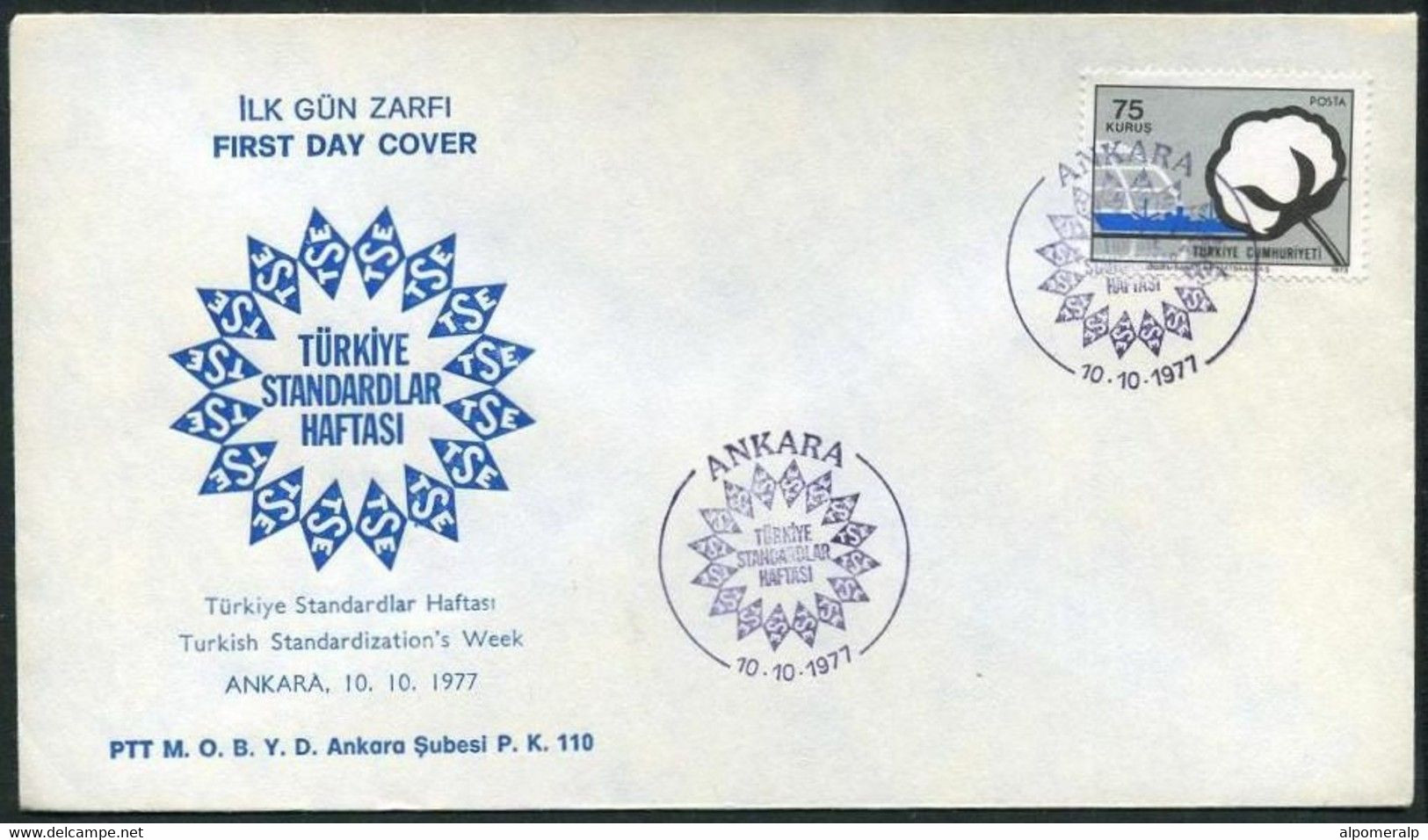 Turkey 1977 Turkish Standardization's Week | Special Cover, Ankara, Oct. 10 - Lettres & Documents