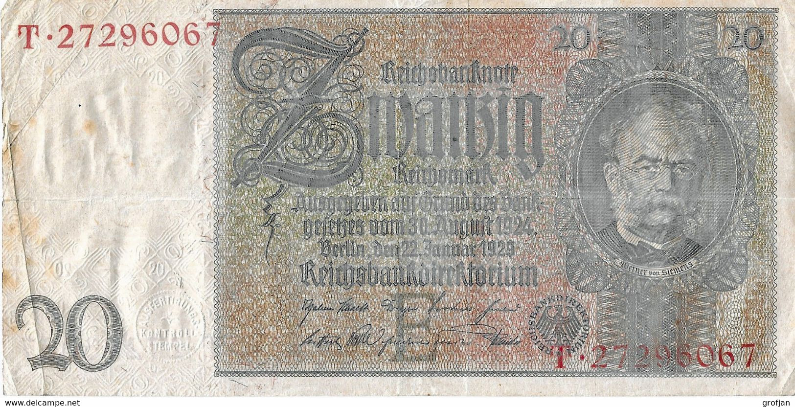 Deutschland - 20 Reichsmark 1929 - 20 Mark