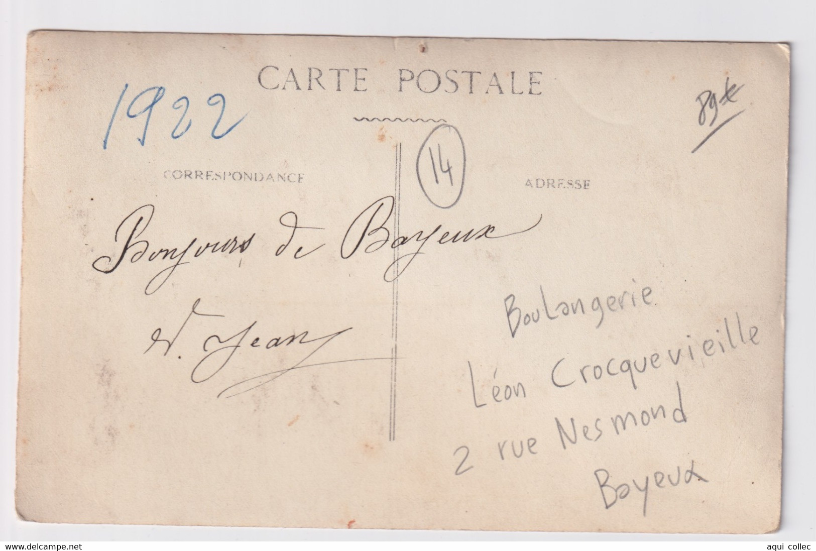 BAYEUX 14 CARTE PHOTO BOULANGERIE LÉON CROQUEVIEILLE 2 RUE NESMOND - Bayeux