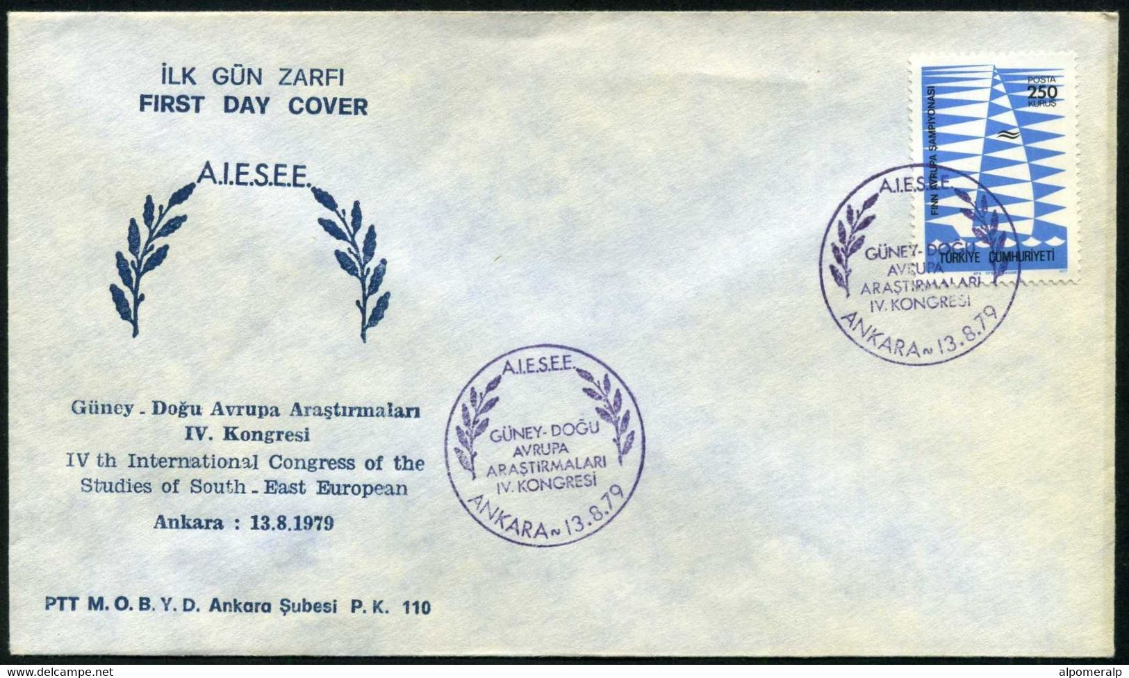 Turkey 1979 Studies Of South-East European, IV Th Int. Congress | European Ideas | Special Cover, Ankara, Aug.13 - Covers & Documents