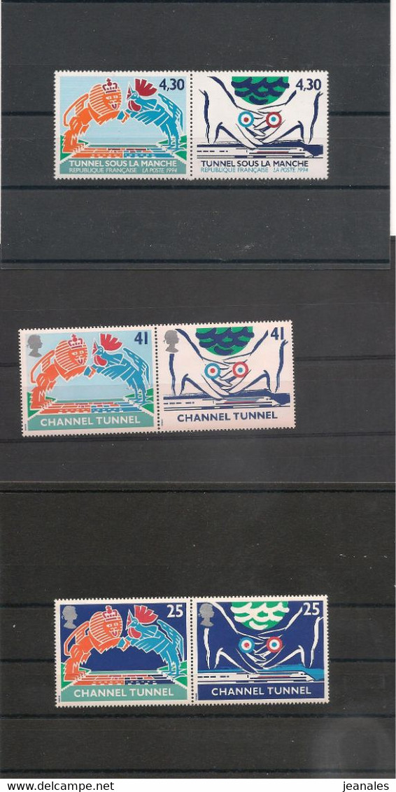 FRANCE ANNÉE 1994 Inauguration Du Tunnel Sous La Manche Impression France Et Grande Bretagne - Unused Stamps