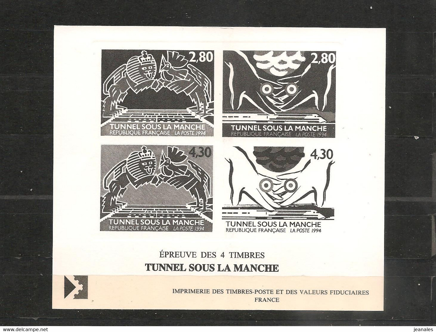 FRANCE ANNÉE 1994 Inauguration Du Tunnel Sous La Manche Epreuve Des 4 Timbres - Unused Stamps