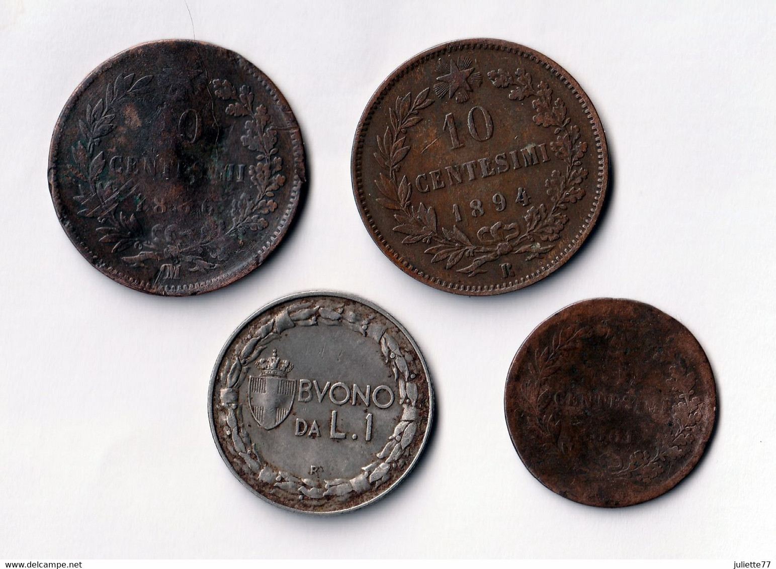 Monnaies - ITALIE, ROYAUME, Lot De 5 Monnaies : 5 Centisimi 1861, 10 Centisimi 1866 (x 2) Et 1894, Bvono Da 1 Lira 1928 - Autres & Non Classés