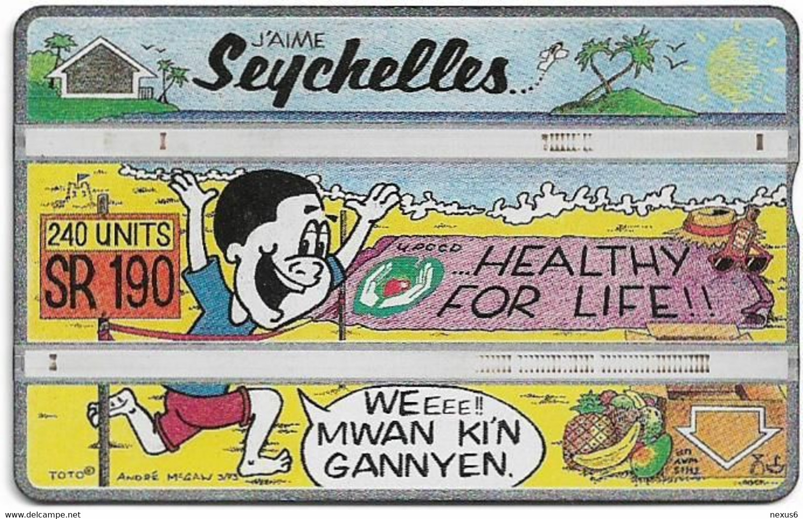 Seychelles - C&W Seytels (L&G) - Healthy For Life - 311C - 240U, 11.1993, 8.000ex, Used - Seychelles