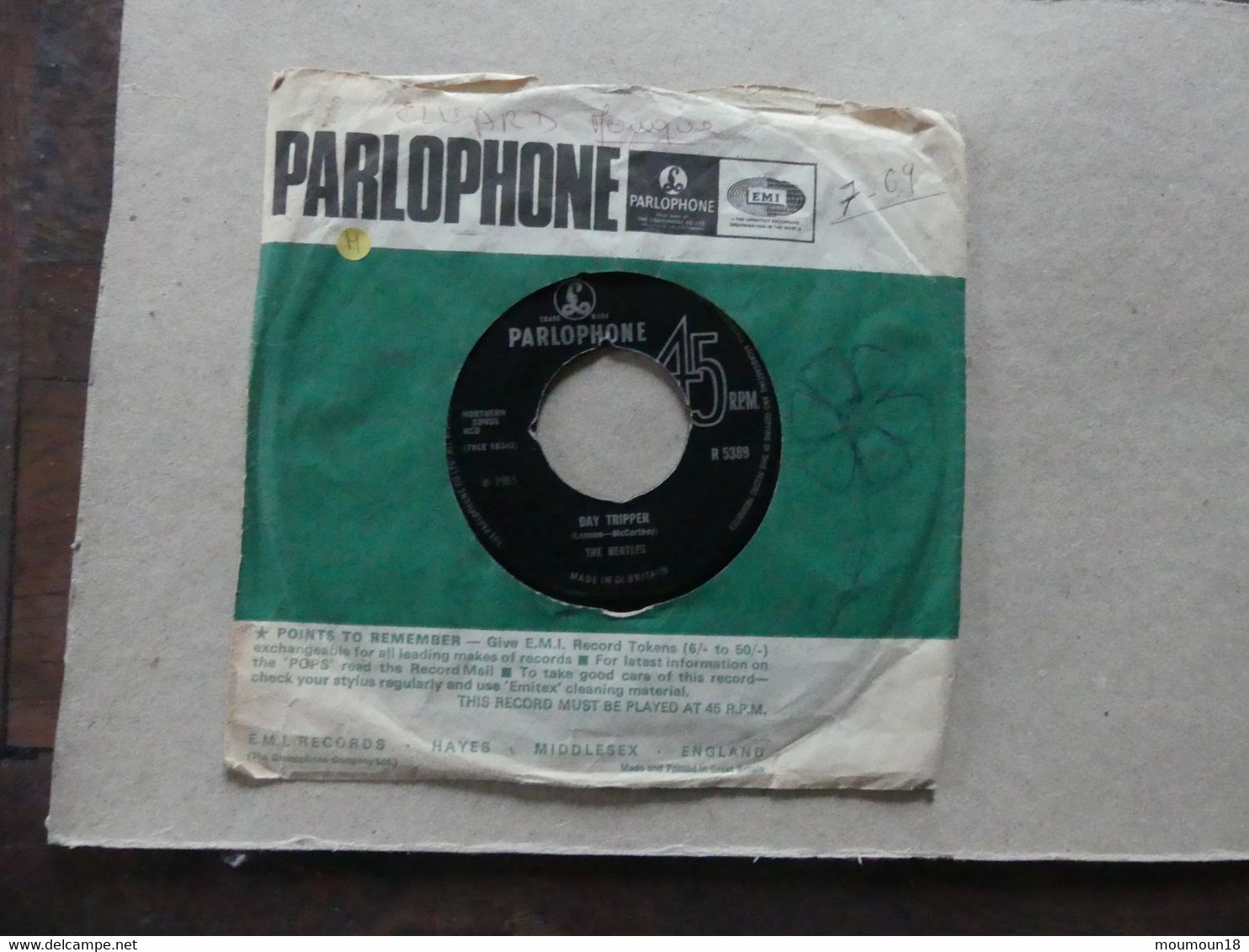 The Beatles Day Tripper R539 Parlophone - 45 T - Maxi-Single