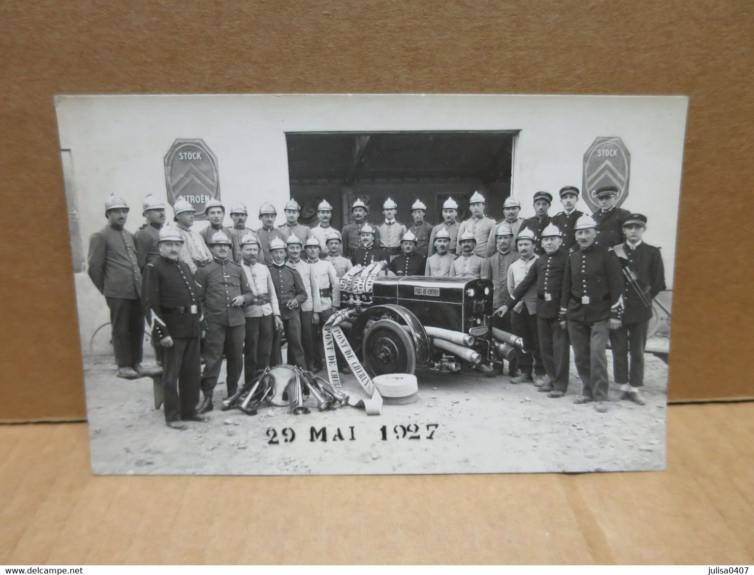 PÖNT DE CHERUY (38) Carte Photo Compagnie Des Sapeurs Pompiers Gros Plan - Pont-de-Chéruy