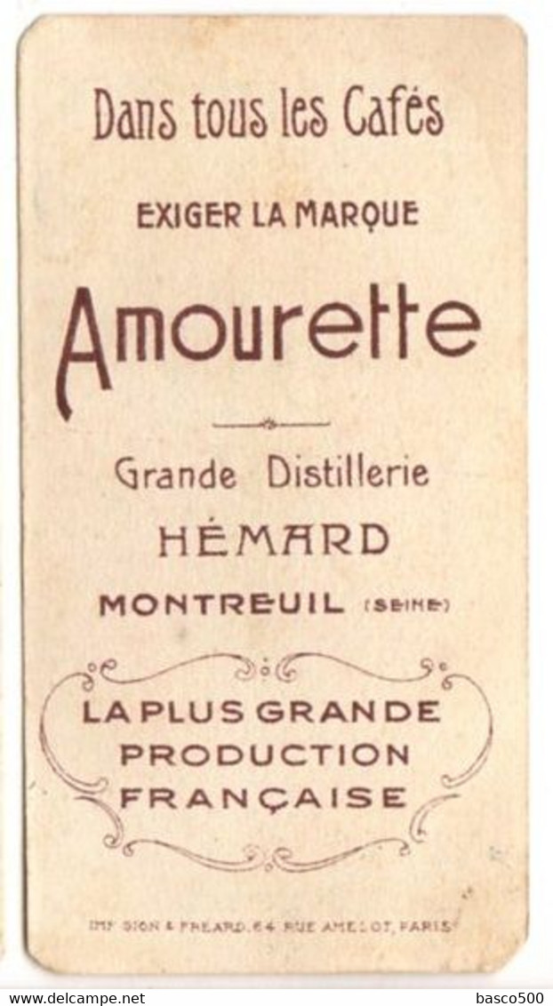 Petite Carte Pub Absinthe "AMOURETTE" Distillerie HEMARD à MONTREUIL - Alcools