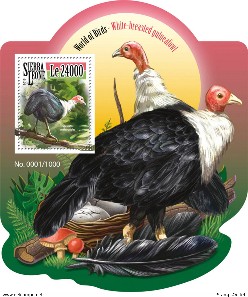 2015 SIERRA LEONE MNH. WHITE-BREASTED GUINEAFOWL  Y.T. Code: 821  |  Michel Code: 6598 / Bl.841  |  Scott Code: 3502 - Sierra Leone (1961-...)