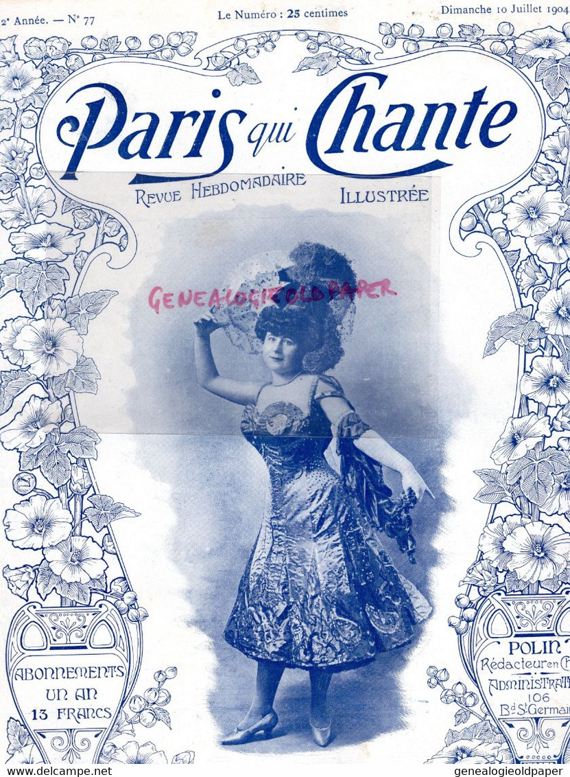 PARIS QUI CHANTE- PARTITION MUSIQUE-POLIN -N° 77-1904-MIREILLE-CUISINE CONFITURES-TRUITE MEUNIERE-XAVIER PRIVAS-VILLE- - Noten & Partituren