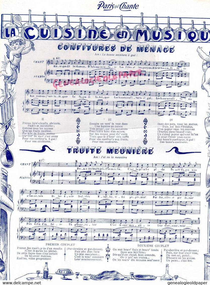 PARIS QUI CHANTE- PARTITION MUSIQUE-POLIN -N° 77-1904-MIREILLE-CUISINE CONFITURES-TRUITE MEUNIERE-XAVIER PRIVAS-VILLE- - Partitions Musicales Anciennes