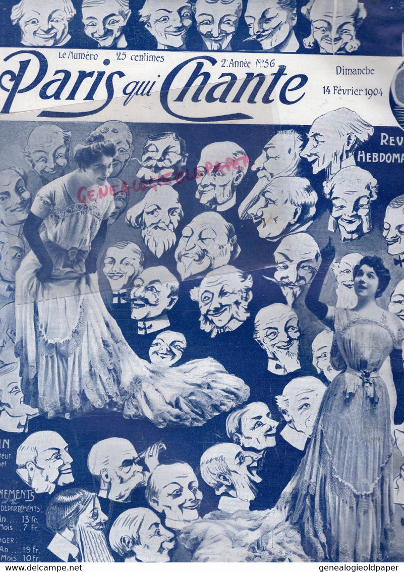 PARIS QUI CHANTE- PARTITION MUSIQUE-POLIN -N° 56- 1904-YVETTE GUILBERT FLEUR DE LONDRES-GEORGEL-FETE FORAINE-CHEPFER- - Spartiti