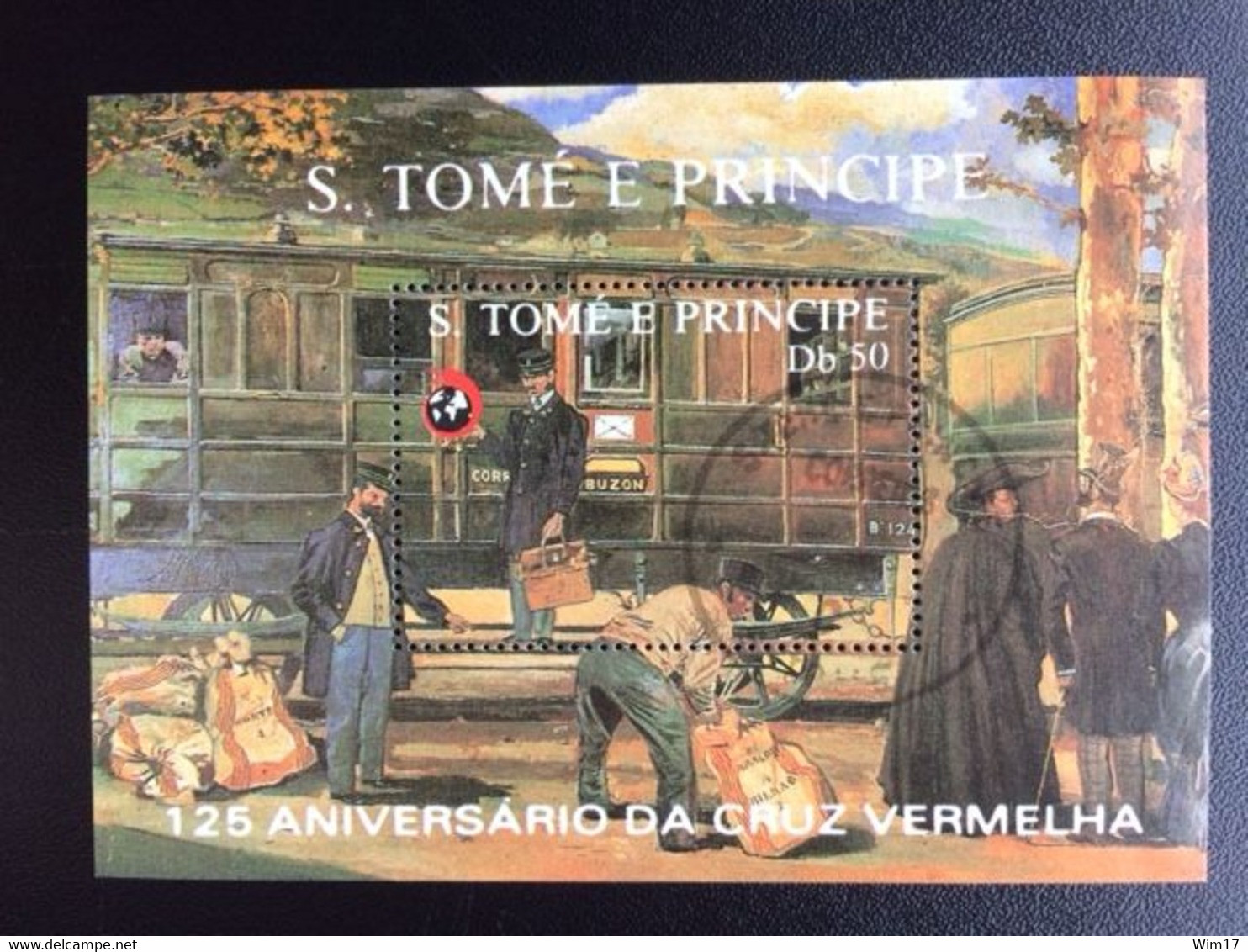 SAO TOME E PRINCIPE 1988 125 ANN. RED CROSS TRAIN USED MI BL 183 RODE KRUIS TREIN - Sao Tome Et Principe