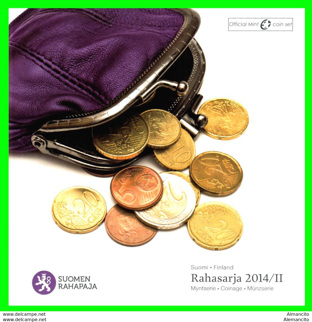 FINLANDIA 2014/ll 2ª CARTERA OFICIAL EURO SET. FINLANDIA ( SUOMI ) 9 VALORES- DOS MONEDAS DE  2.00€ SON CONMEMORATIVO - Finlande