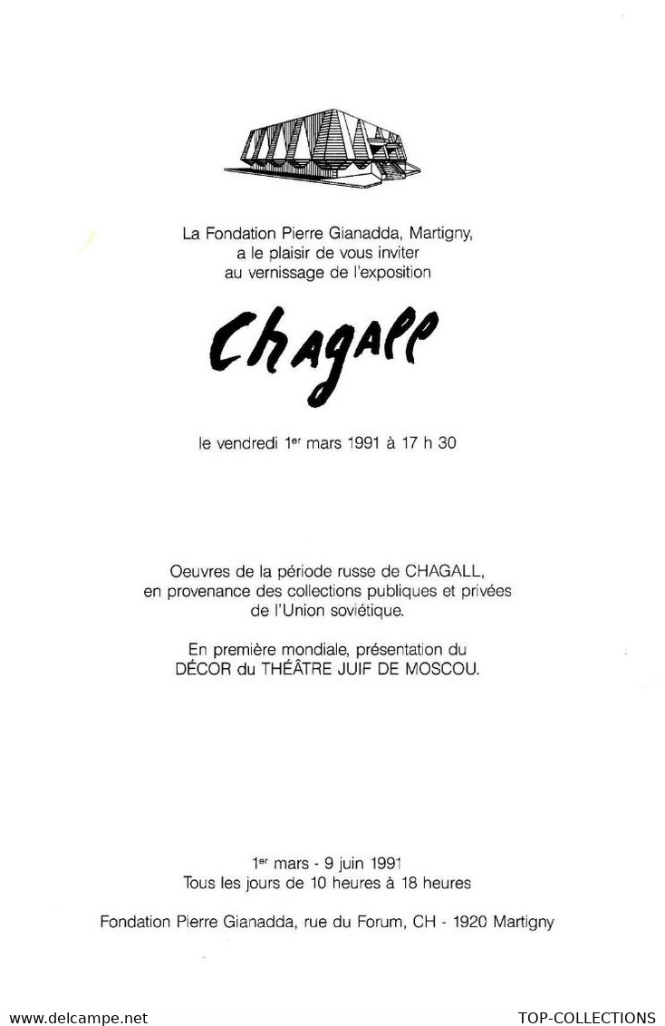 1990 MUSEE FONDATION GIANADDA Martigny Suisse CARTON INVITATION VERNISSAGE EXPOSITION Camille Claudel  B.E.V.SCANS - Collections