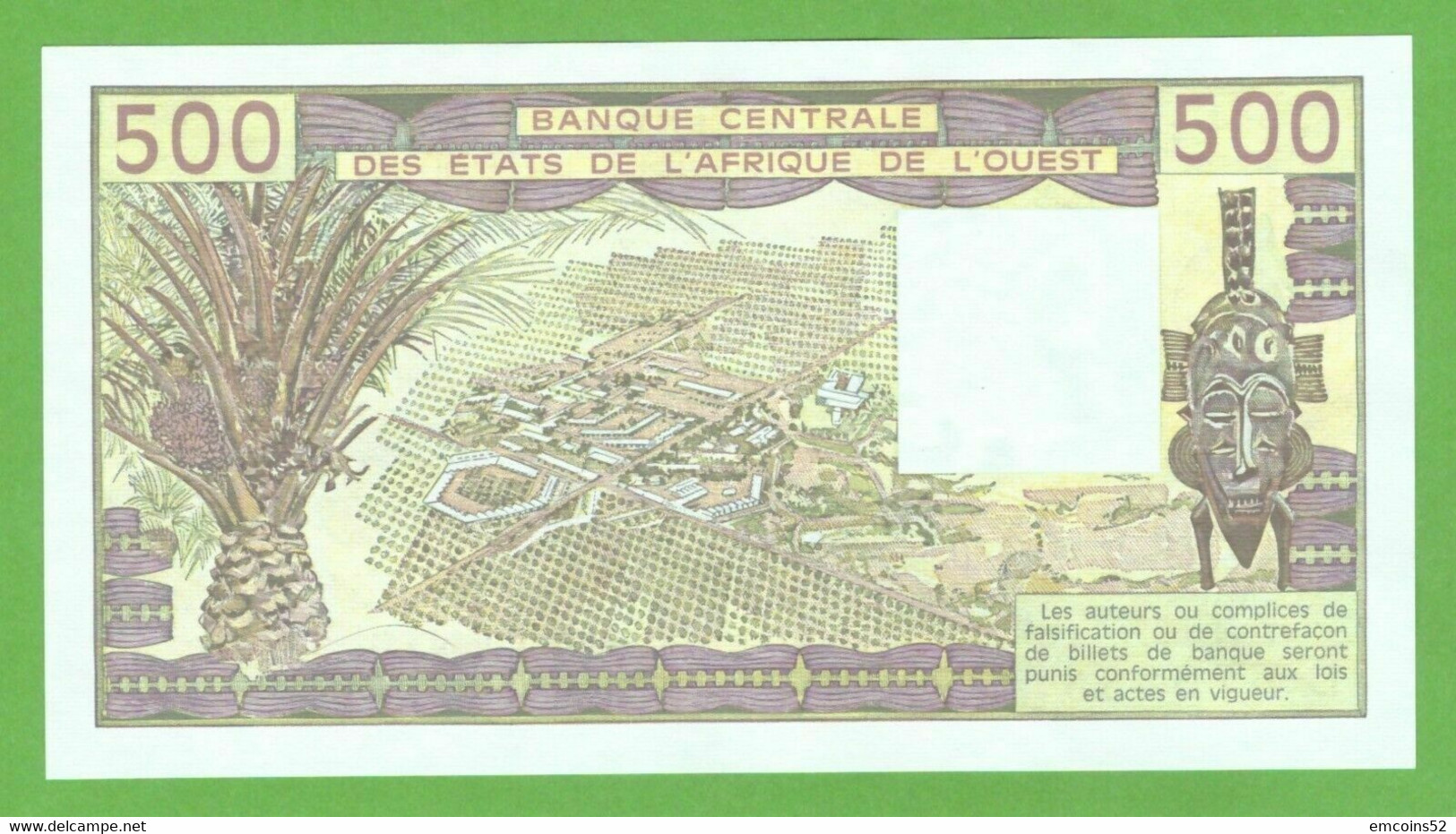 MALI W.A.S. 500 FRANCS 1988  P-405Da   UNC - Mali