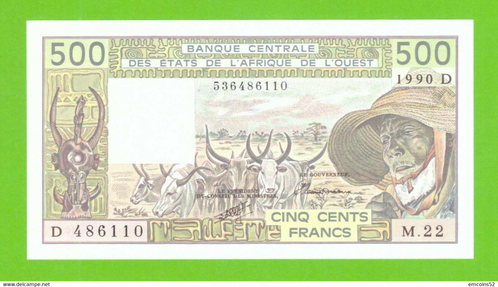 MALI W.A.S. 500 FRANCS 1990  P-405Di   UNC - Mali