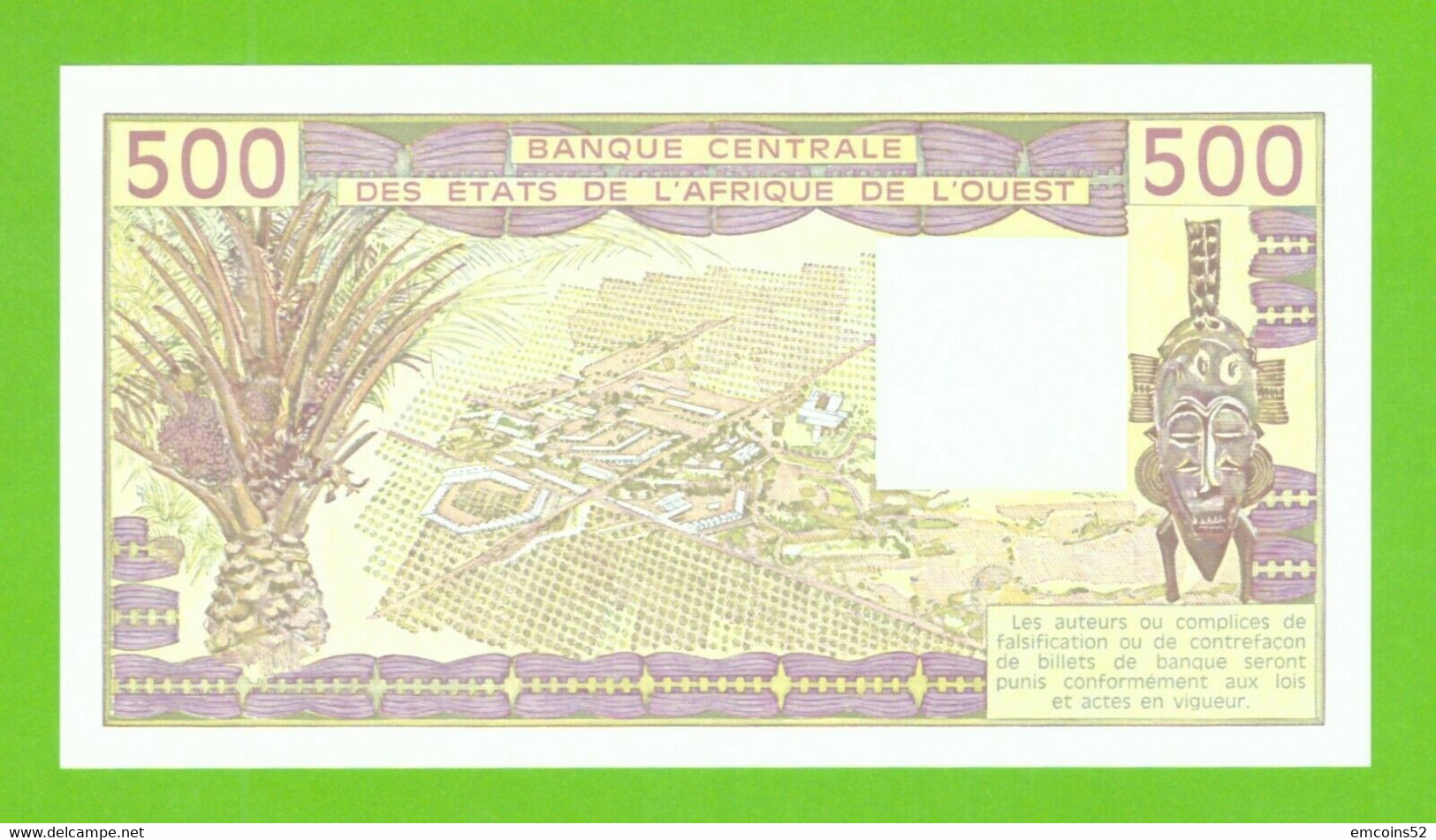 MALI W.A.S. 500 FRANCS 1990  P-405Di   UNC - Mali