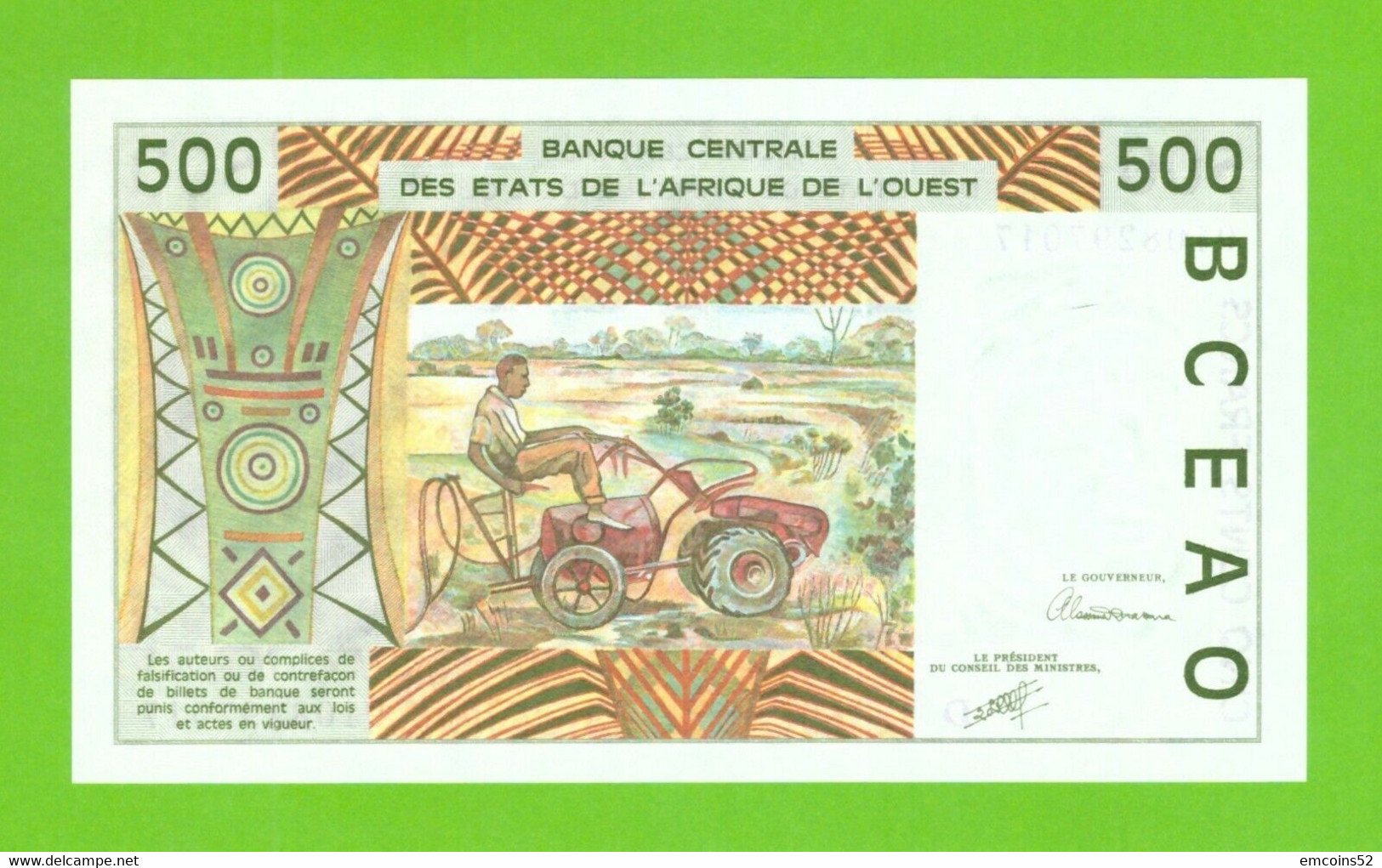 MALI W.A.S. 500 FRANCS 1991  P-410Da   UNC - Mali