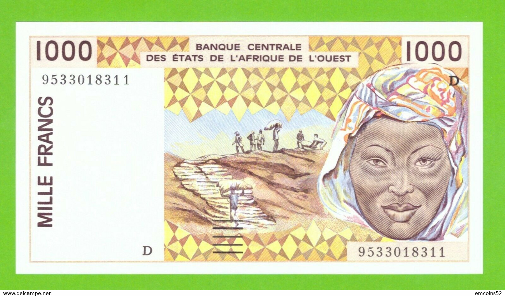 MALI W.A.S. 1000 FRANCS 1995  P-411De  ABOUT UNC - Malí