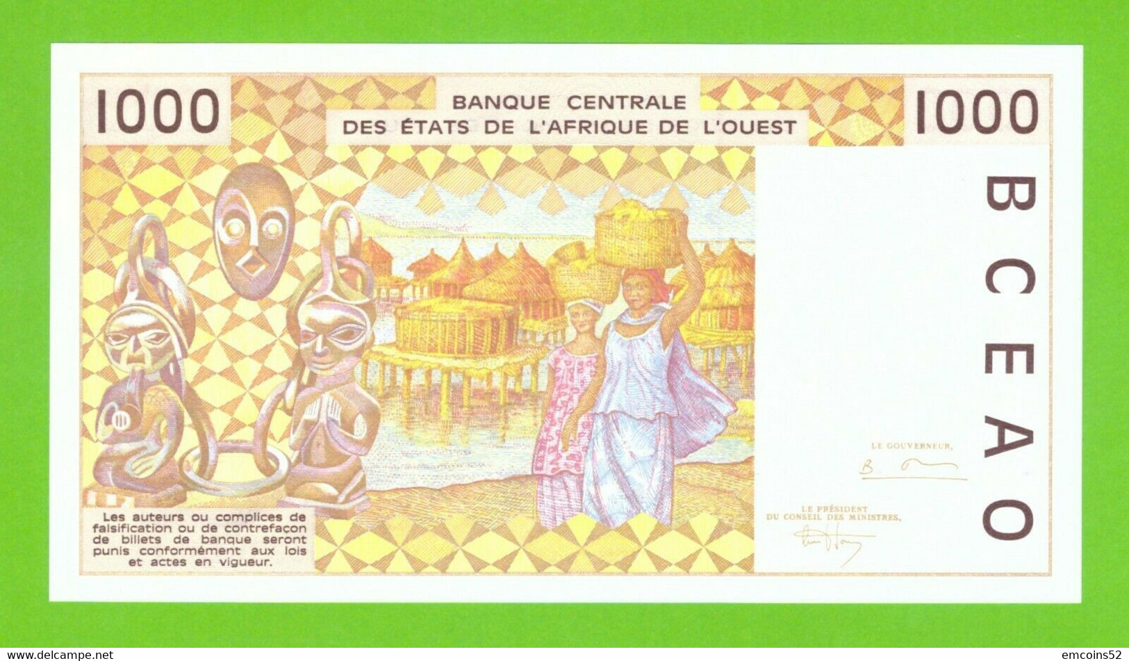 MALI W.A.S. 1000 FRANCS 1995  P-411De  ABOUT UNC - Malí