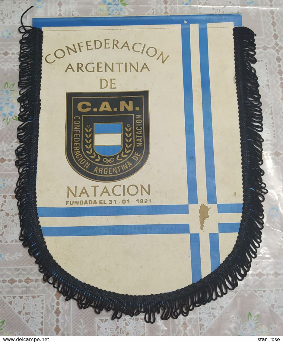 Flag (Pennant / Banderín) - Argentina - Natación - C.A.N.- Confederación Argentina De Natación- 33cm - Swimming