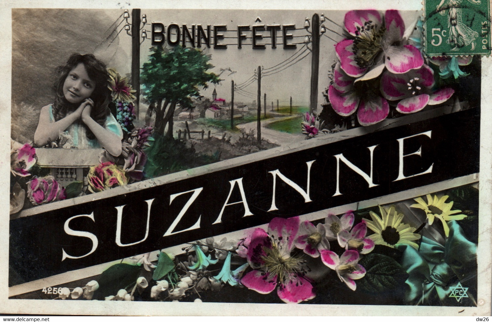 Prénom Suzanne - Bonne Fête - Carte P.C. Colorisée N° 4256 - Firstnames