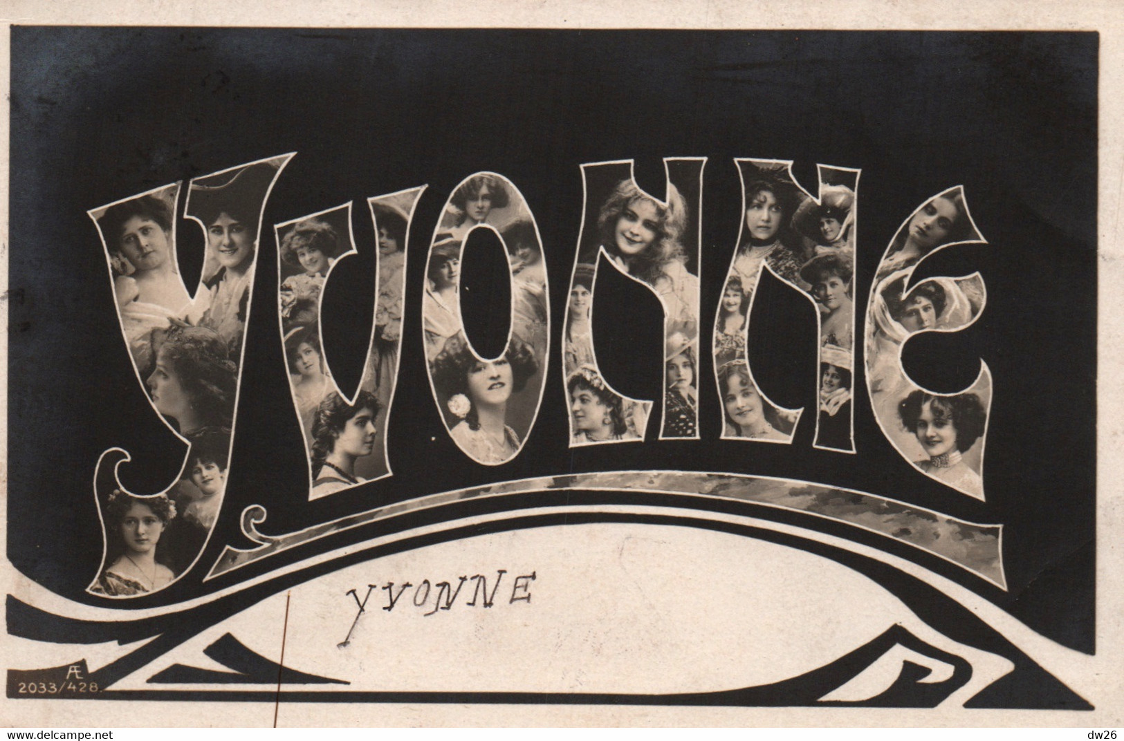 Prénom Yvonne - Femme Multivues Dans Les Lettres - Carte A.E. Colorisée N° 2033/428 - Prénoms