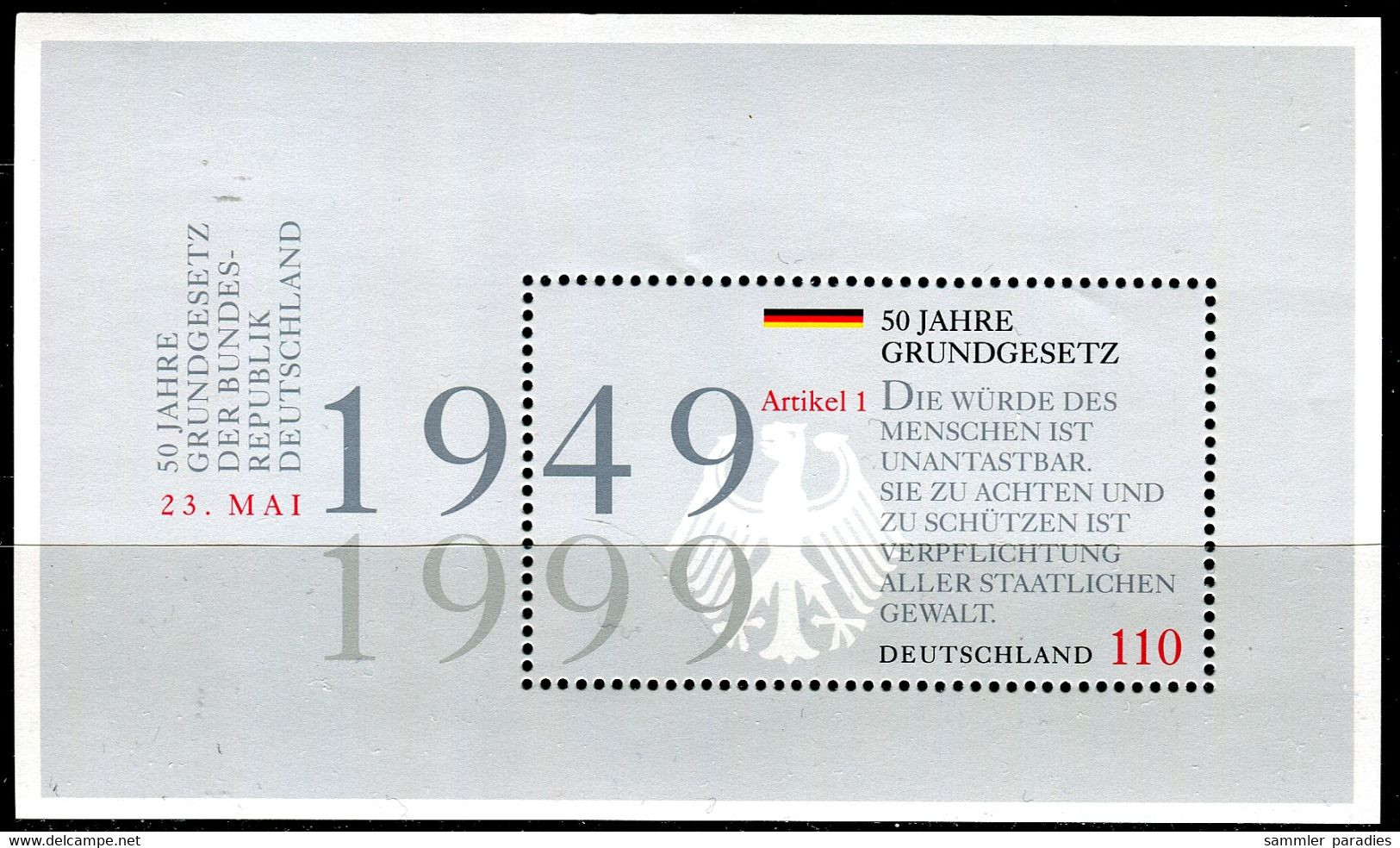 BRD - Mi 2050 ✶✶ # - 110Pf               50 Jahre Grundgesetz - Nuevos