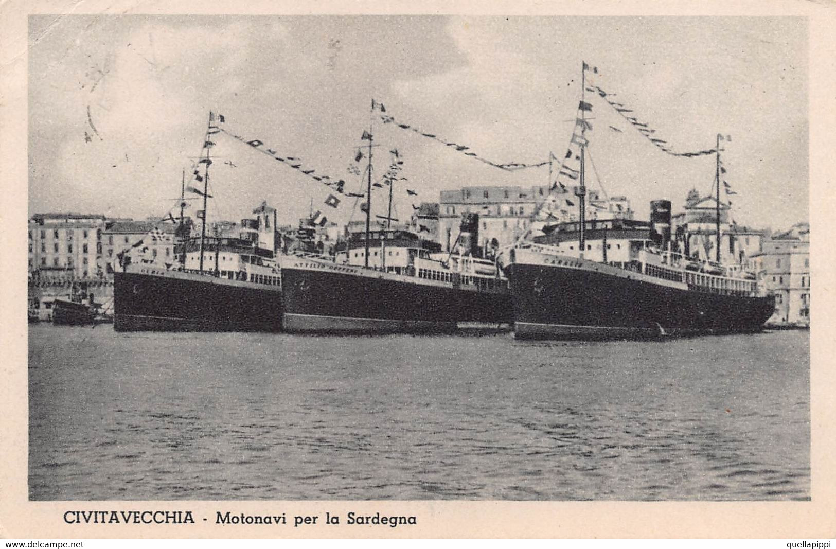 013621 "(RM) CIVITAVECCHIA - MOTONAVI OLBIA - ATTILIO DEFFENU - CARAUS - PER LA SARDEGNA"  CART  SPED 1912 - Civitavecchia