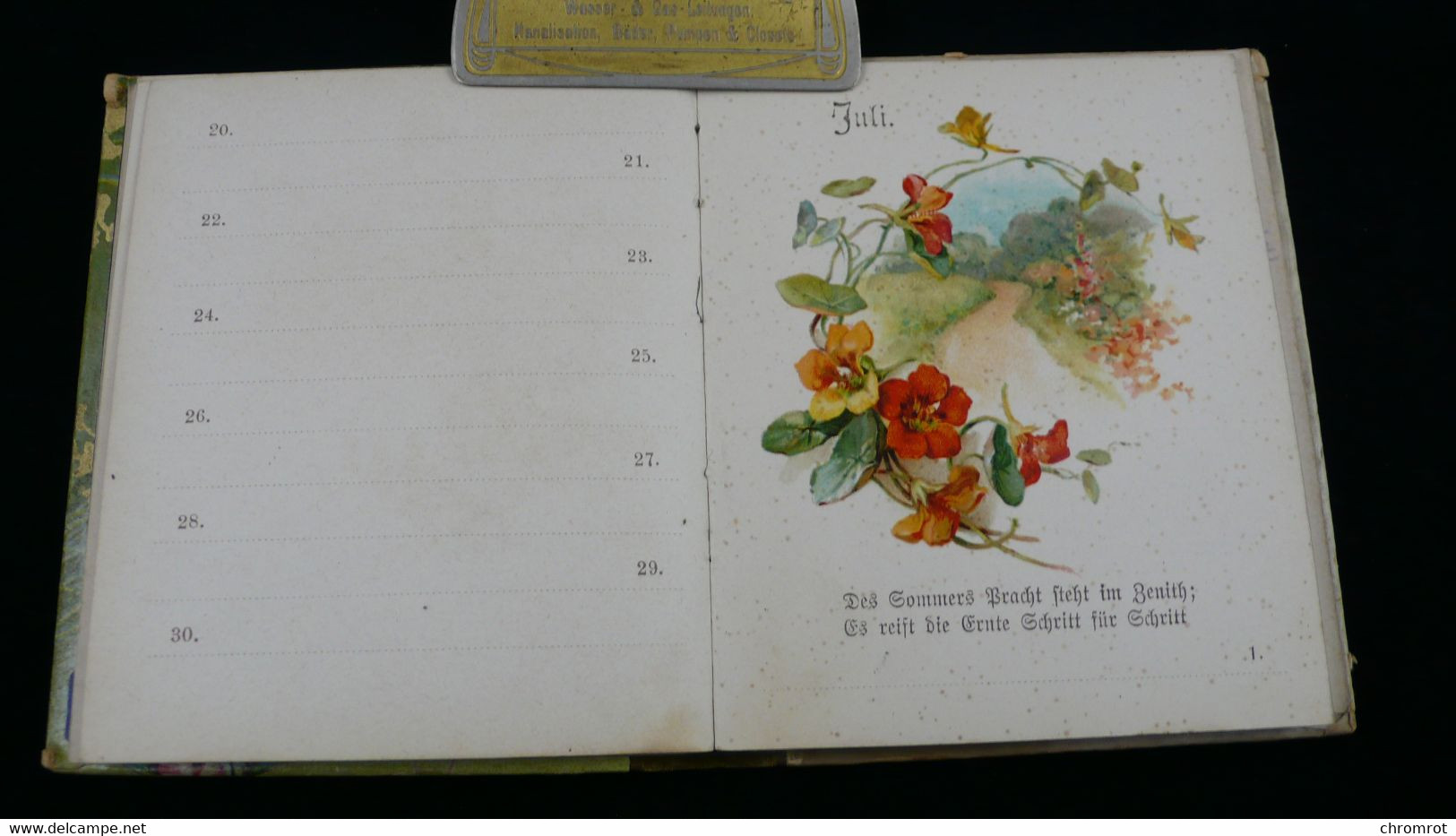 1899 CALENDRIER KALENDER 12 Monate Kalender Gedichte GEBURTSTAGBUCH Versen / Helene - Krüger Breslau Allemand 11 x 9 cm