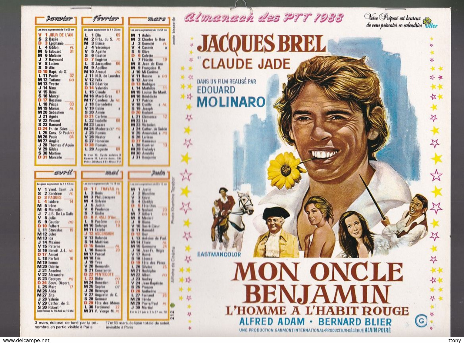 25 calendriers  P.T.T : 11  calendrier années 1960 -68- 69- 70  et 14 almanach  thème cinéma (tous scannés recto-verso )