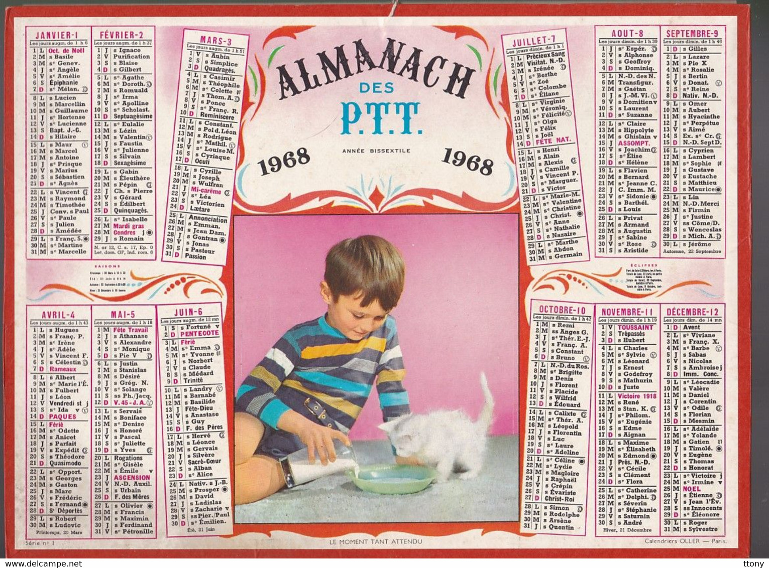 25 calendriers  P.T.T : 11  calendrier années 1960 -68- 69- 70  et 14 almanach  thème cinéma (tous scannés recto-verso )